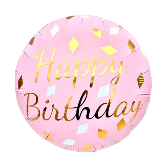 22" Pink Round  Confetti - Happy Birthday (50ct) - Winner Party