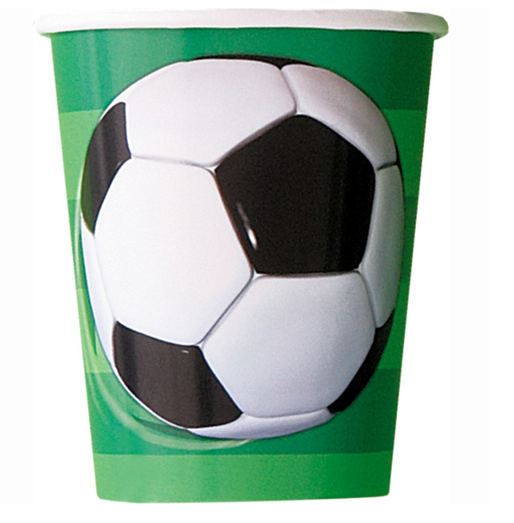 9oz 3D Soccer Paper Cups (8ct) - Unique
