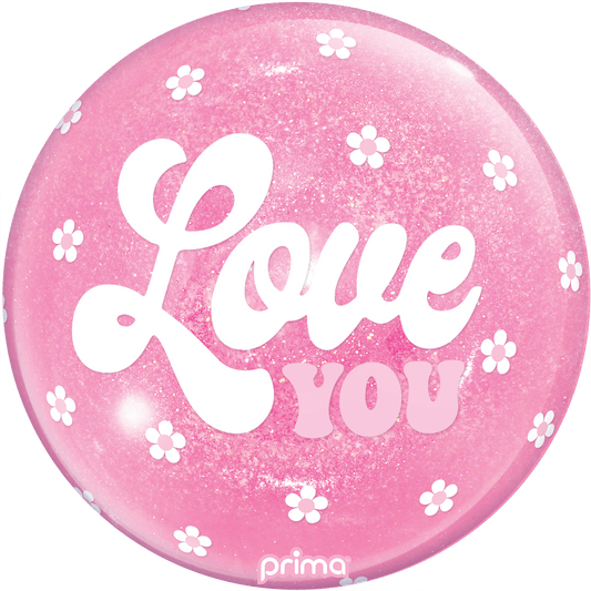 Air - Filled Love You Flowers Light Pink Glitter Sphere™ - 10"