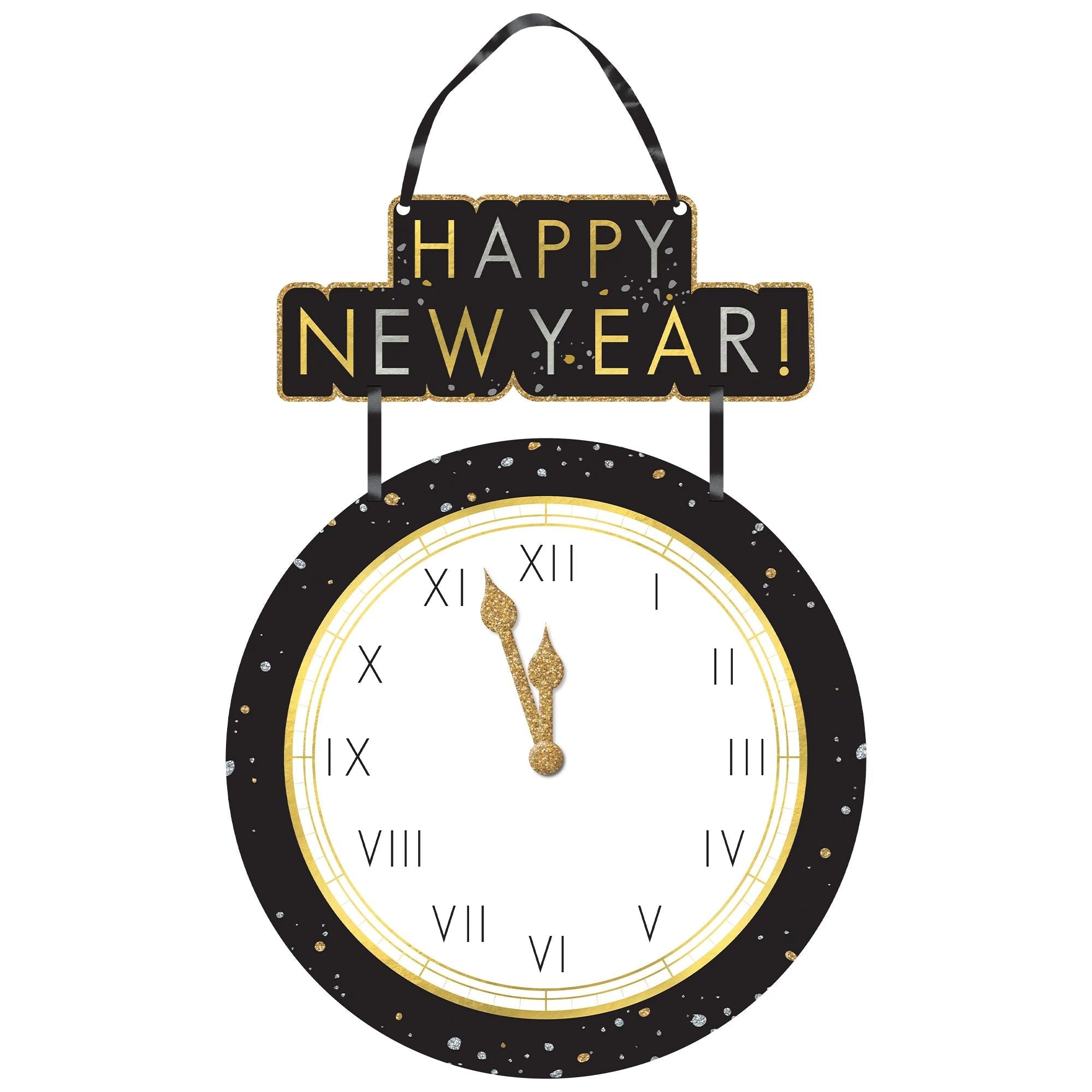 Hanging Clock - Countdown to Midnight Black - Amscan – Winner Party