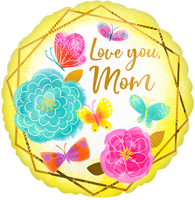 18" Love You Mom Gold Trim (10ct)