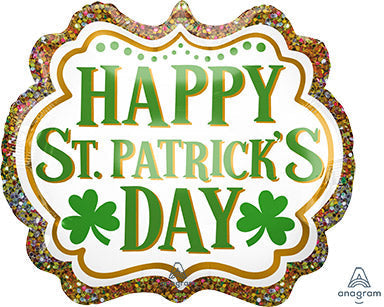 25" ST PATRICK'S DAY Glitter (PKG) SuperShape Foil Balloon