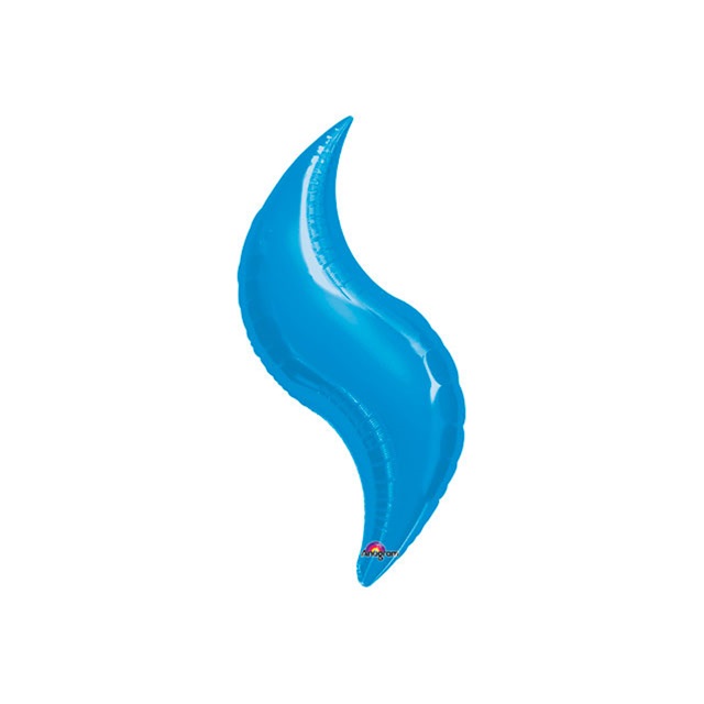 28" BLUE CURVE Foil Balloon - Package of 3 Air Fill - Valved