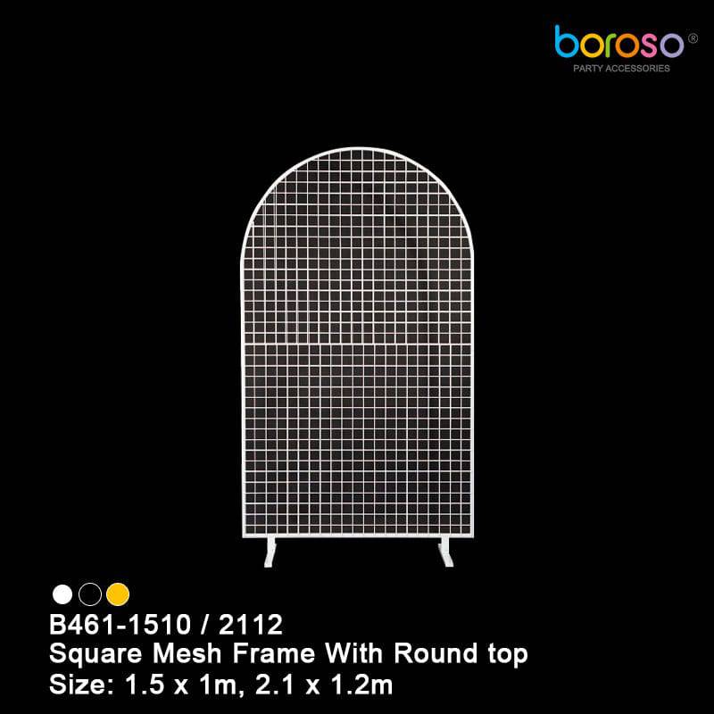 B461 White Square Mesh Frame with Round Top - Borosino