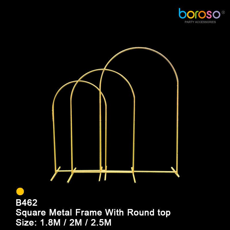 B462 Gold Square Metal Frame with Round top Set of 3 - Borosino