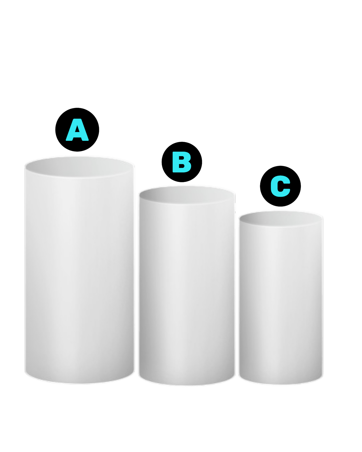 B481 White Metal Cylinder Stand Set - Borosino