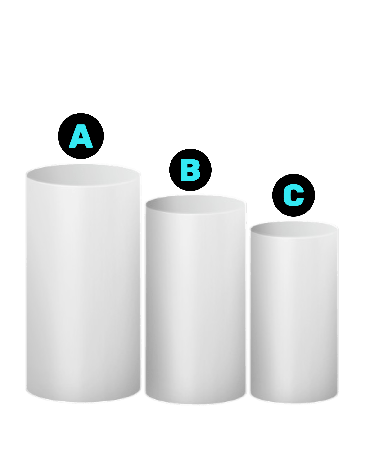 B481 White Metal Cylinder Stand Set - Borosino