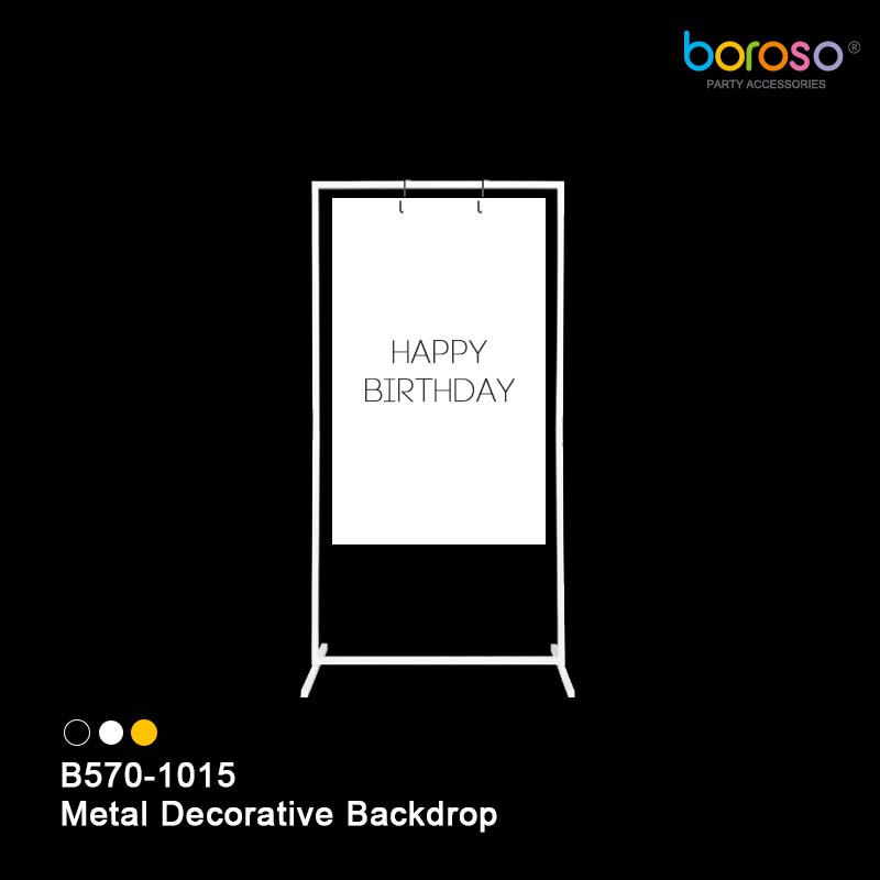 B570-1015 Metal Decorative Backdrop - White - Borosino
