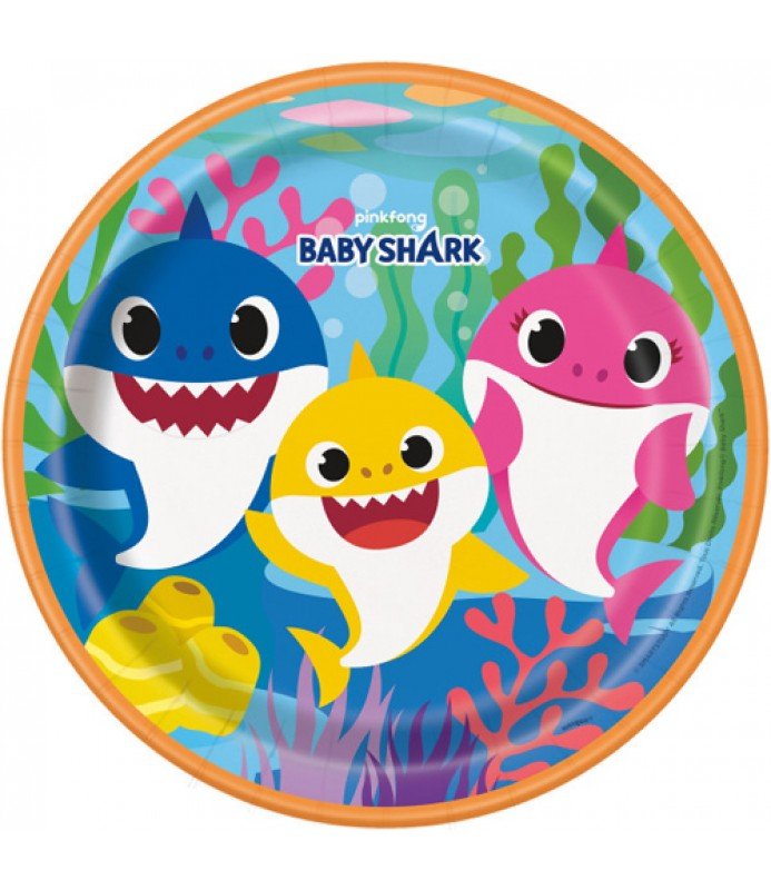 Baby Shark Round 9" Dinner Plates 8ct - Unique