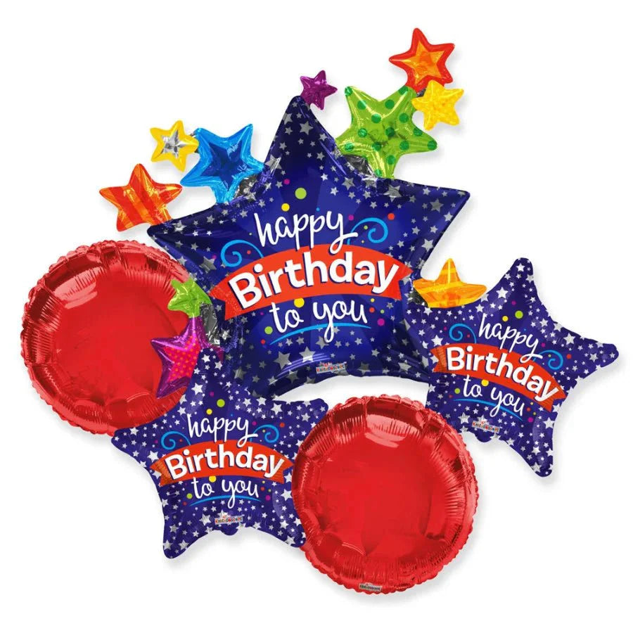 Balloon Bouquet - Happy Birthday Star Cluster - Conver USA
