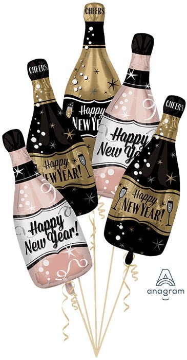 Balloon Bouquet - Happy New Year Bubbly Bottles (5ct)