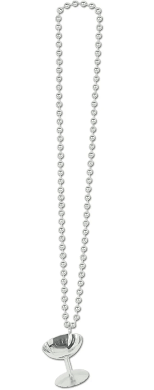 Bead Necklace with Champagne Glass