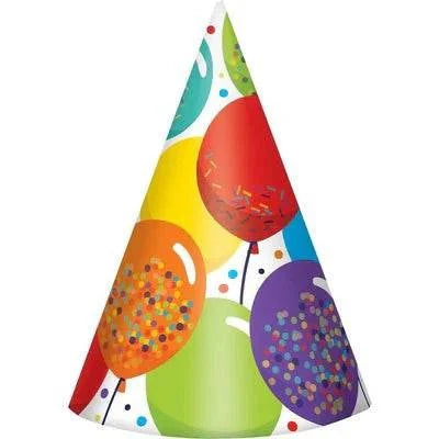 Birthday Balloons Party Hats 8ct - Amscan