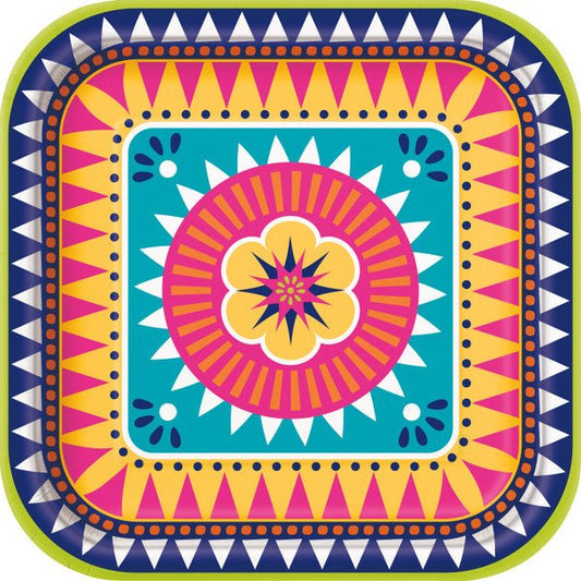 Boho Fiesta Square 9" Dinner Plates 8ct - Unique