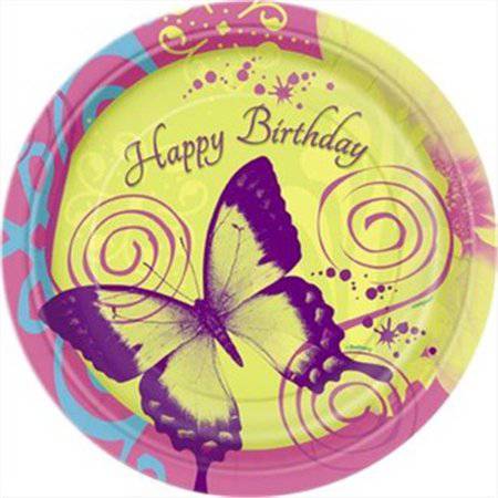 Butterfly Chic 7" Paper Plates 8Ct - Unique