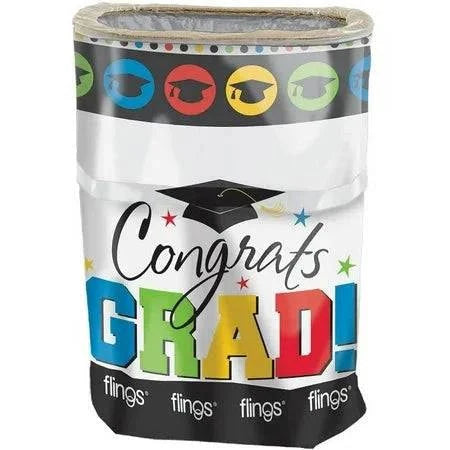 Congrats Grad Flings Pop Up Multi - Color Graduation Trash Bin - Amscan