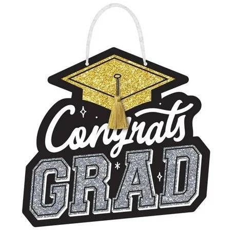 Congrats Grad Glitter Sign 1ct - Amscan