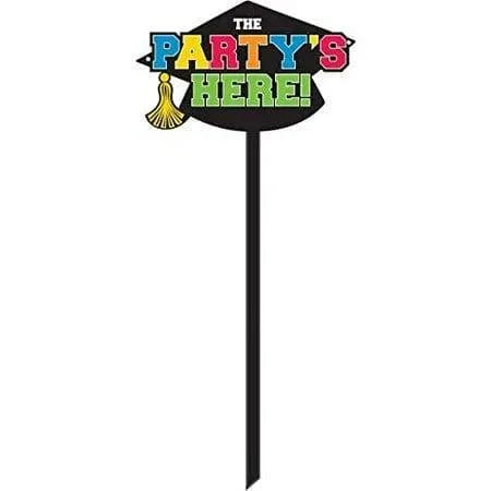 Congrats Grad! Graduation "The Party's Here!" Yard Sign 1ct - Amscan