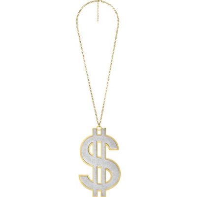 Costume Necklace - Gold Dollar Sign - Amscan