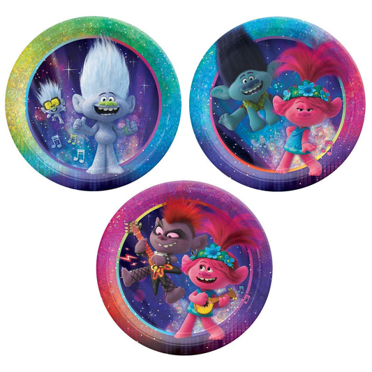 ©Trolls World Tour 7" Round Plates Assorted 8ct - Amscan