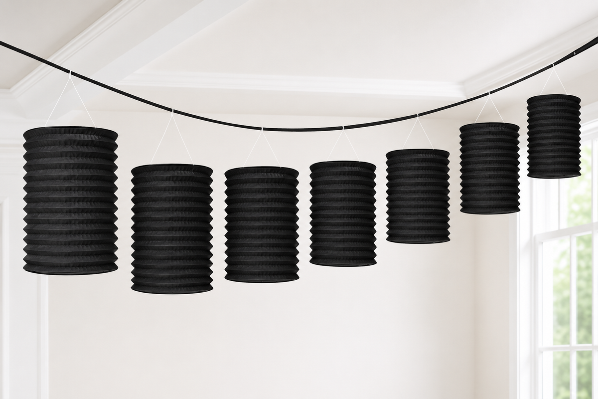 12' Paper Lantern Garland - Black - Amscan
