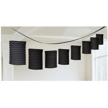 12' Paper Lantern Garland - Black - Amscan