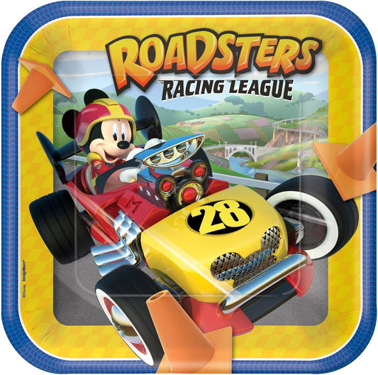 Disney Mickey Roadster 9" Square Paper Plates 8ct - Amscan
