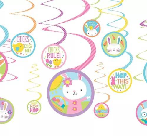 Easter Swirly Decoration 12ct - Amscan