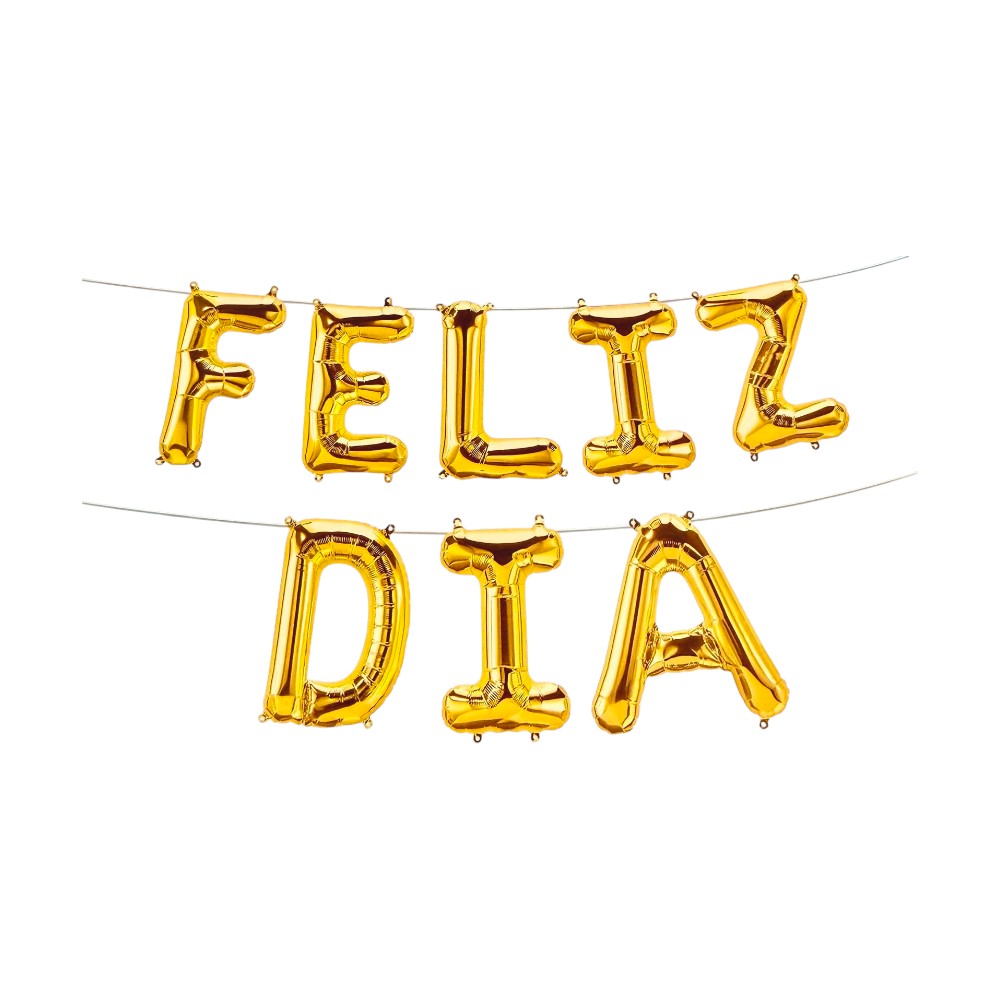 16" Balloon Banner - Feliz Dia - Gold - Party America