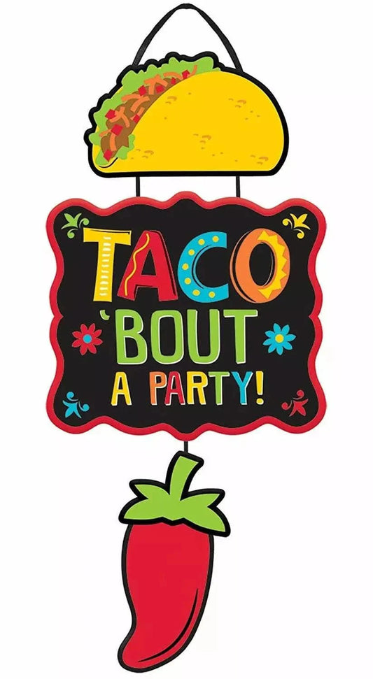 Fiesta Time Taco About Party Sign Wall Decoration 1ct - Amscan
