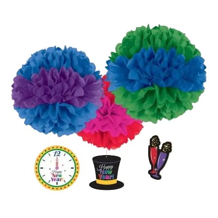 Fluffy Decorations - New Year (3ct) - Amscan