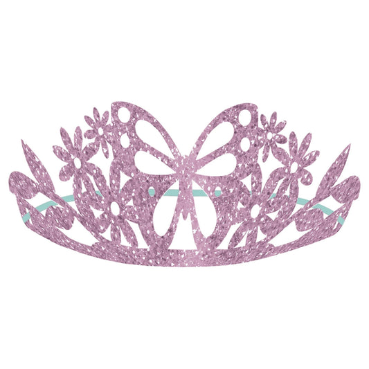 Flutter Glitter Paper Tiaras 8ct - Amscan