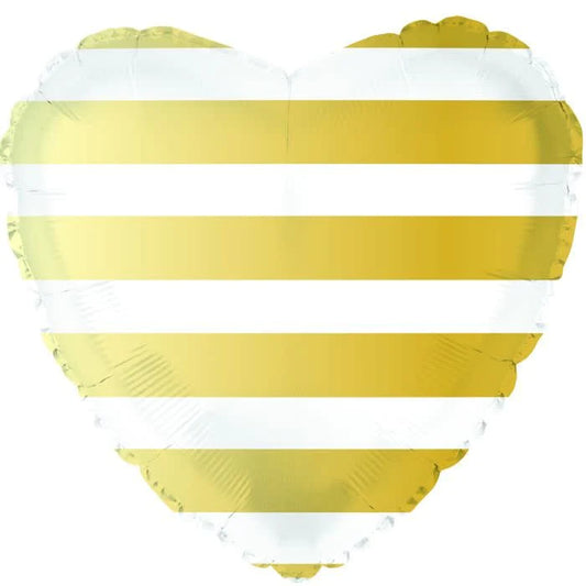 CTI 18" Gold Stripe Heart Balloon