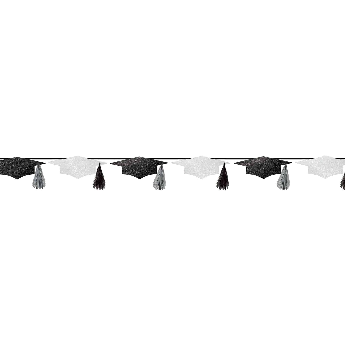 Grad Cap Banner Tassel Banner Black & White - Amscan