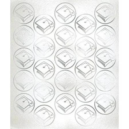 Grad Metallic Silver Sticker Seals (Pack 0f 50) - Amscan