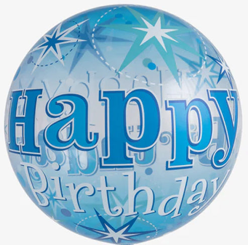 Winner Party 22" Happy Birthday Blue and Silver Foil Balloon 1ct