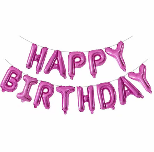 Happy Birthday 16" Pink Foil Balloon Banner