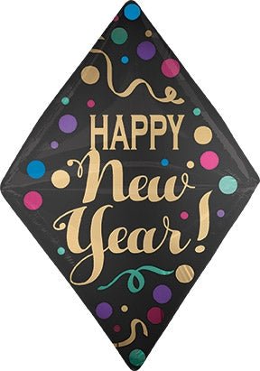 HNY Satin Dots Anglez Dimensional Foil Balloon (PKG)