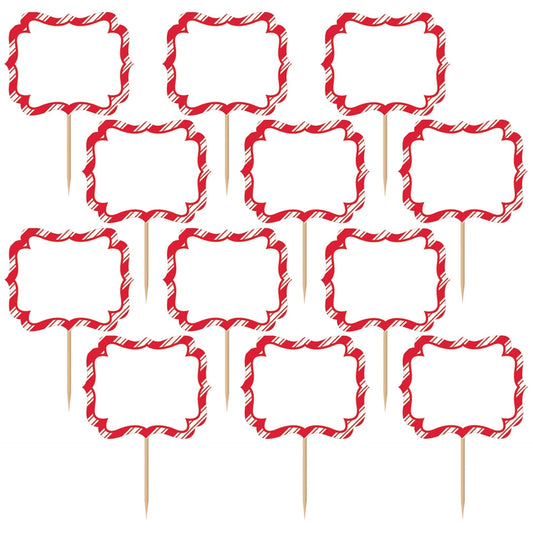 Label Picks - Red and White Striped (24ct)