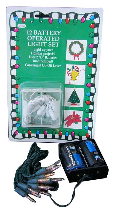 Light Set - 12 White Lights on Green Cord