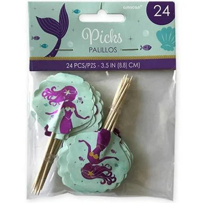 Mermaid Wishes Cupcake Toppers Picks 24ct - Amscan