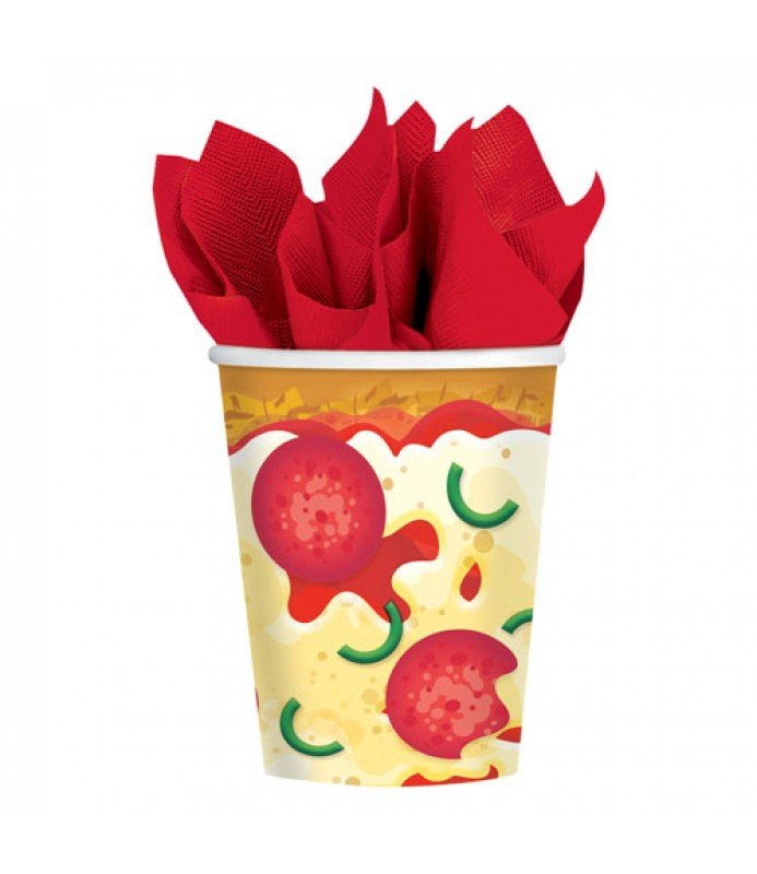 Pizza Party 9oz Paper Cups 8ct - Amscan