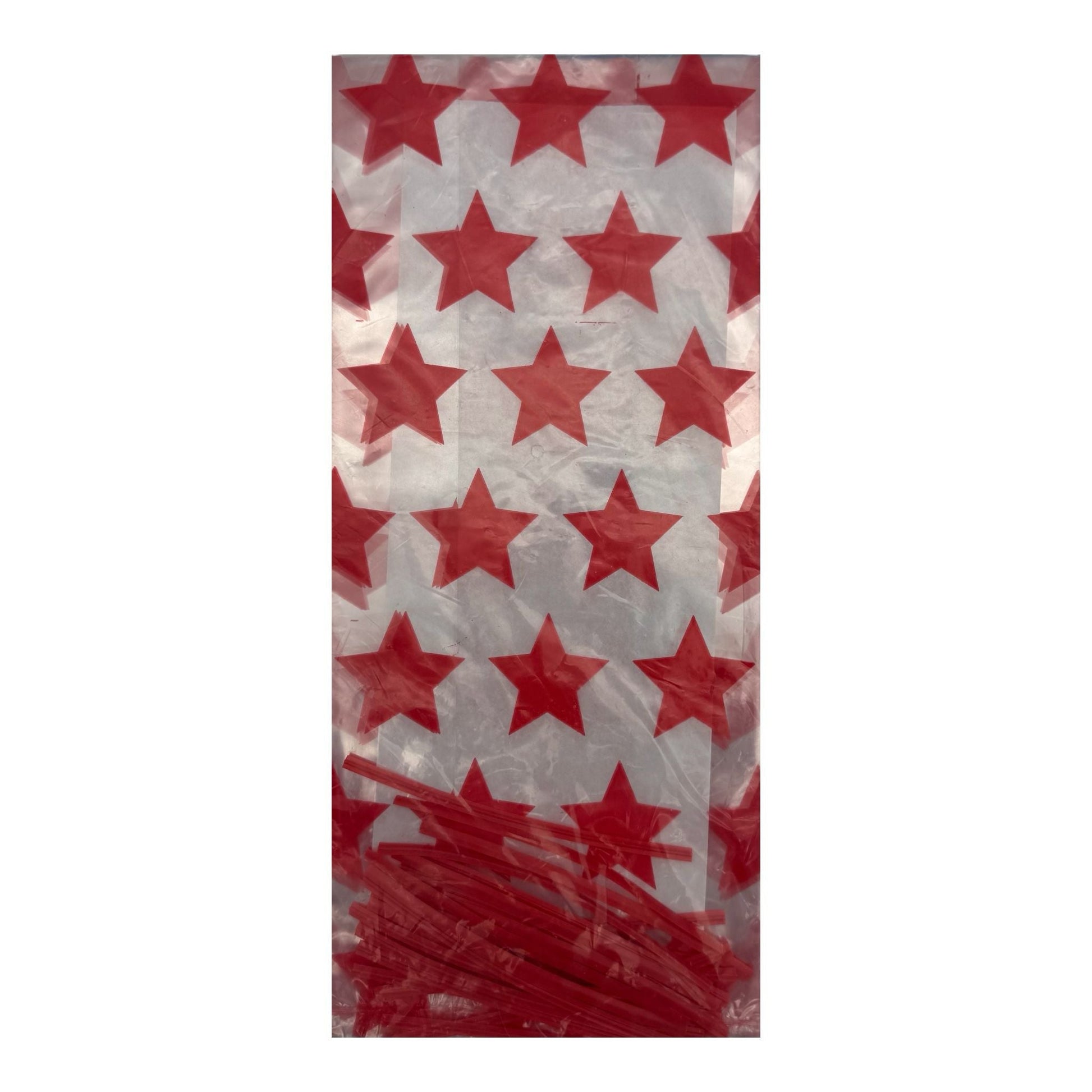 Red Stars Cello Bags 25ct - Amscan