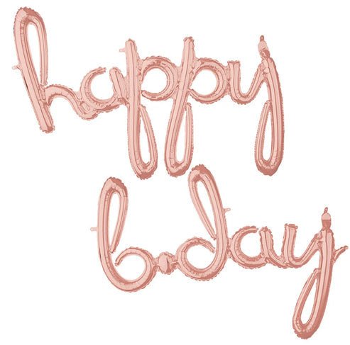 Script Balloon - Happy B - Day - Rose Gold