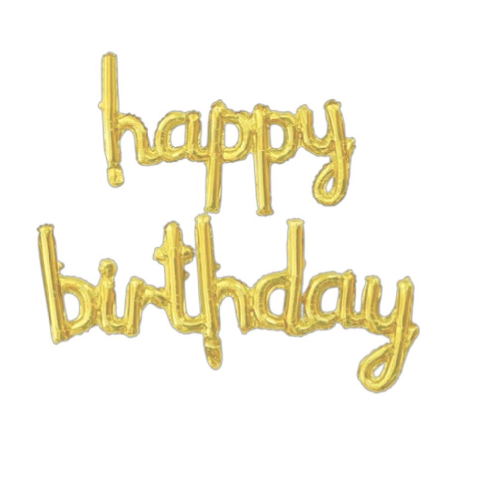 Script Balloon - Happy Birthday - Gold - PPD
