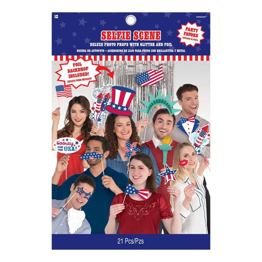 Selfie Scene Photo Prop Kit - Patriotic (12ct)
