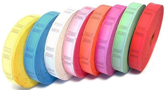 Single Raffle Tickets - Assorted Colors (2000/roll)