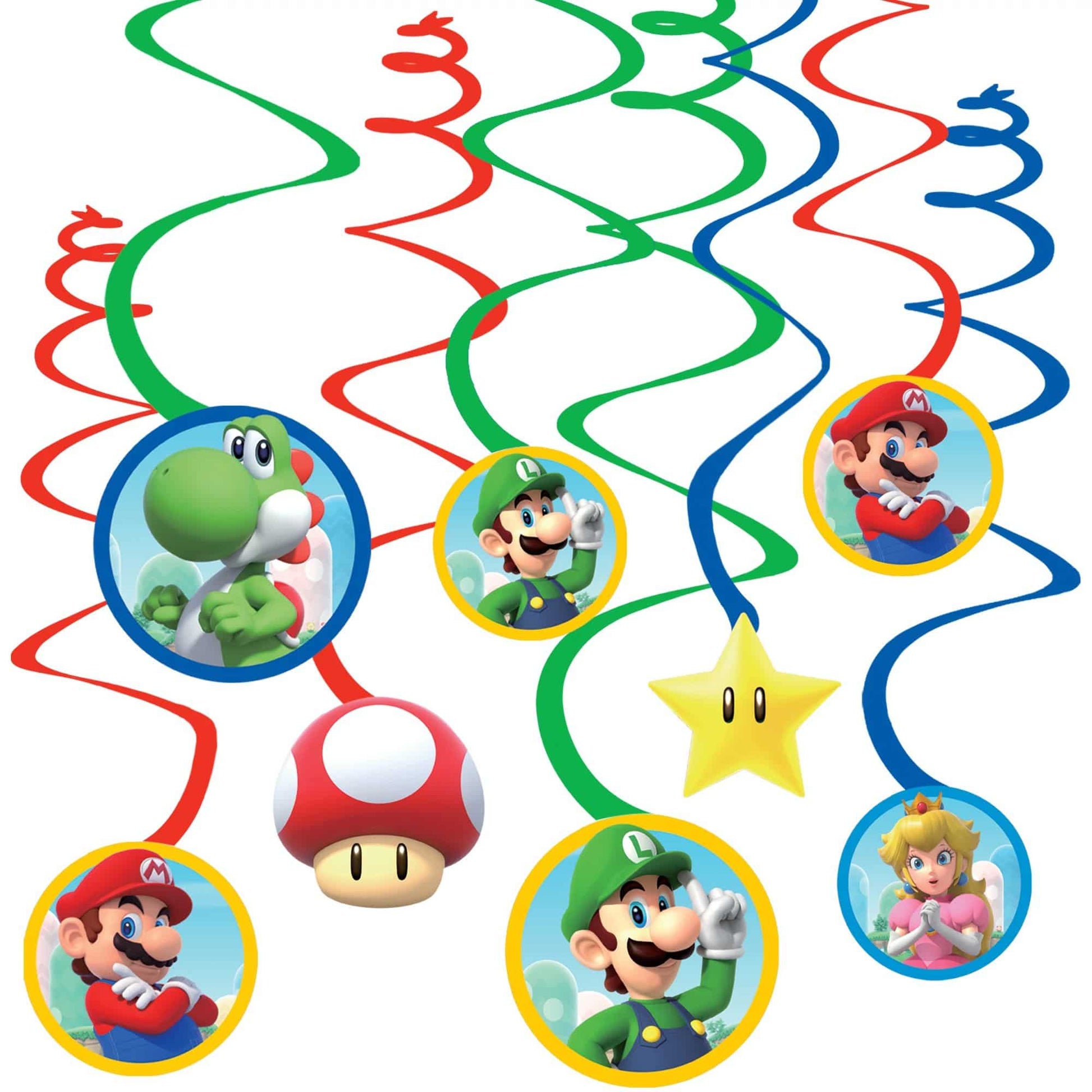 Super Mario Brothers™ Value Pack Foil Swirl Decorations - Amscan