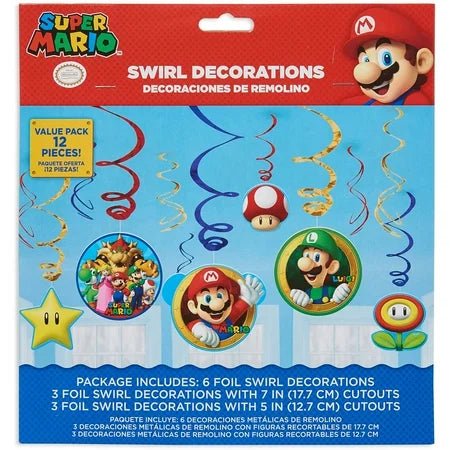 Super Mario Brothers™ Value Pack Foil Swirl Decorations - Amscan