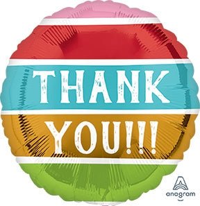 THANK YOU Striped Colors (PKG) - Standard HX - Round Foil Balloon